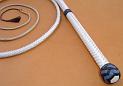 GDeer 5ft White 12 plait Custom Classic Australian Bullwhip with 2tone Box Pattern Knot F